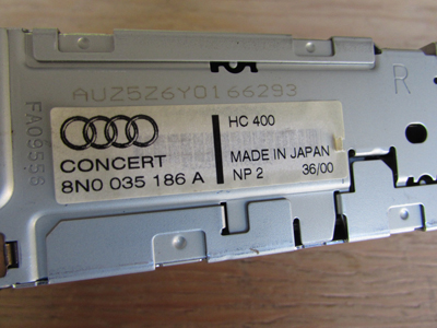 Audi TT Mk1 8N Concert Dash Radio Stereo Tape Deck No Code 8N0035186A10